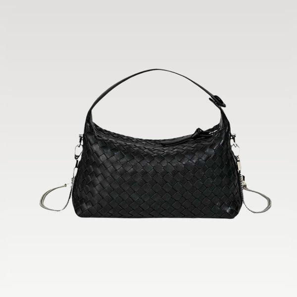 New Handmade Woven Genuine Leather Bag | Stylish Chain Pillow Lunch Tote Bag