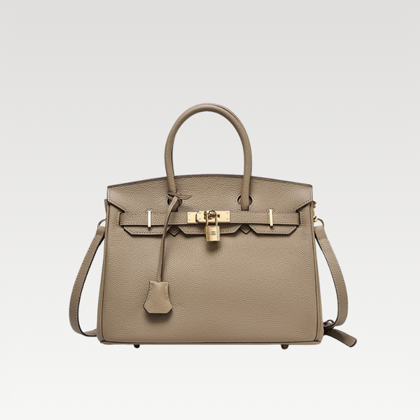 Trendy Gold Hardware Birkin Bag - Real Leather Litchi Texture | Multiple Colors for Outfit Matching