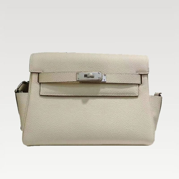 Versatile Vintage Togo Leather Lock Bag | Stylish Saddle Crossbody Messenger Bag